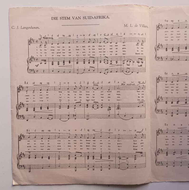 Die Stem van Suid-Afrika (Music Score, with Official English Translation) | C. J. Langenhoven & M...