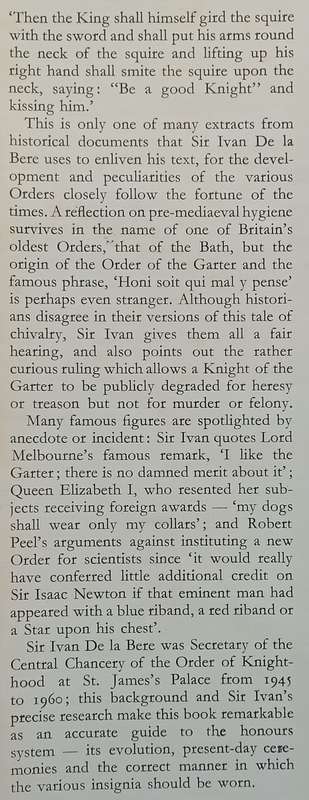 The Queens Order of Chivalry | Brigadier Sir Ian De la Bere