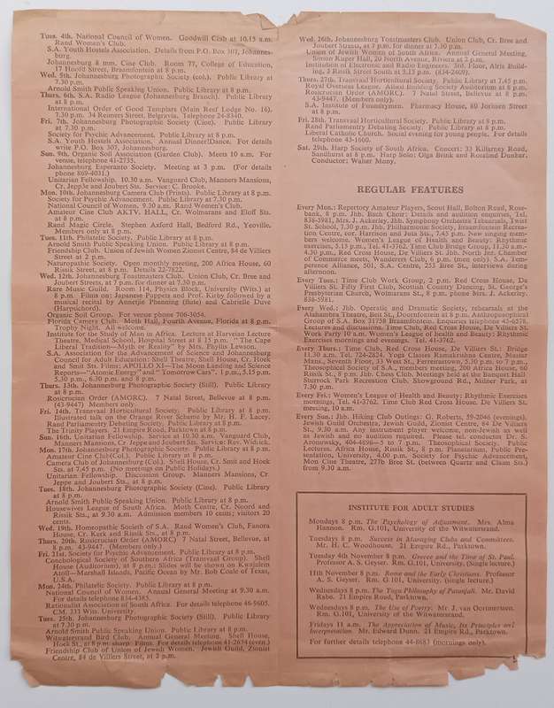 Day by Day in Johannesburg (Activity Information Brochure)