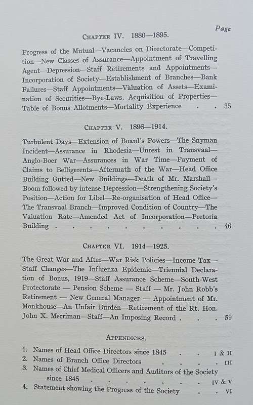 History of the South African Mutual Life Assurance Society, 1845-1925 (Inscribed by Secretary of ...