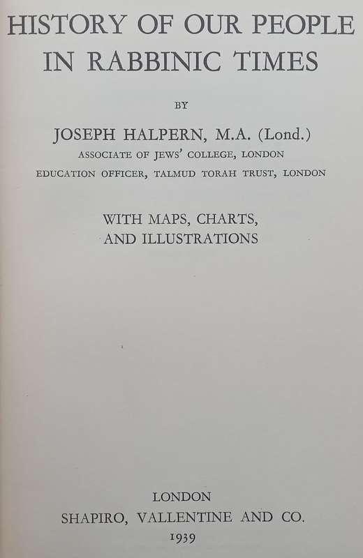 History of Our People in Rabbinic Times | Joseph Halpern