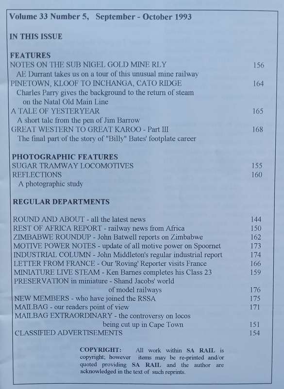 S.A. Rail (Vol. 33, No. 5, September-October 1993)