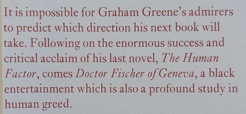 Doctor Fisher of Geneva, or The Bomb Party (First Edition, 1980) | Graham Greene