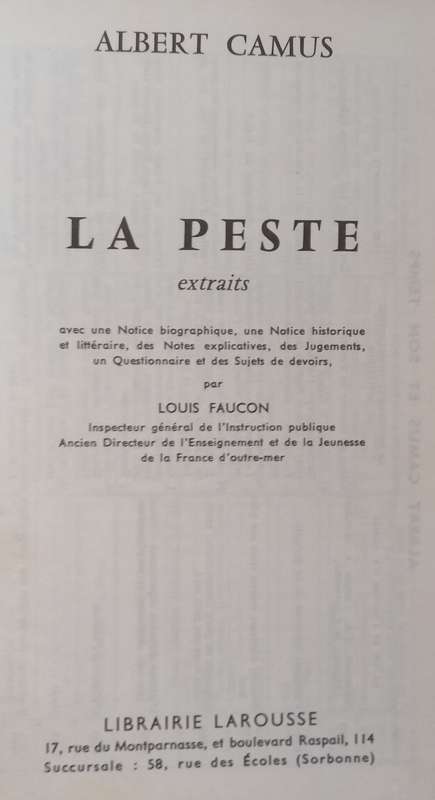 La Peste (Extracts, French) | Albert Camus