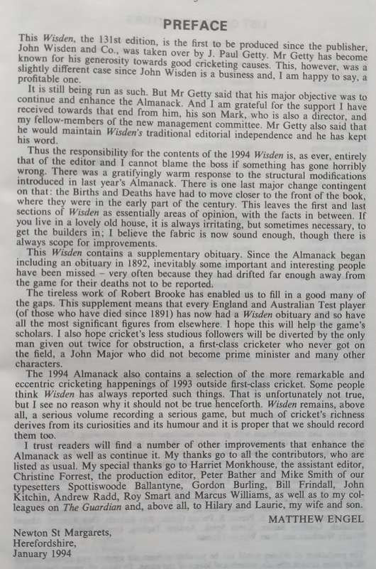 Wisden Cricketers Almanack 1994 | Matthew Engel (Ed.)