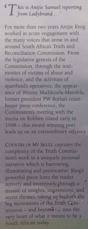 Country of My Skull, Second Ed. (Inscribed by Author) | Antjie Krog