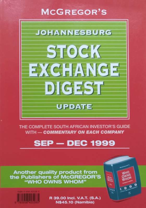 McGregors Johannesburg Stock Exchange Digest Update (September-December 1999)