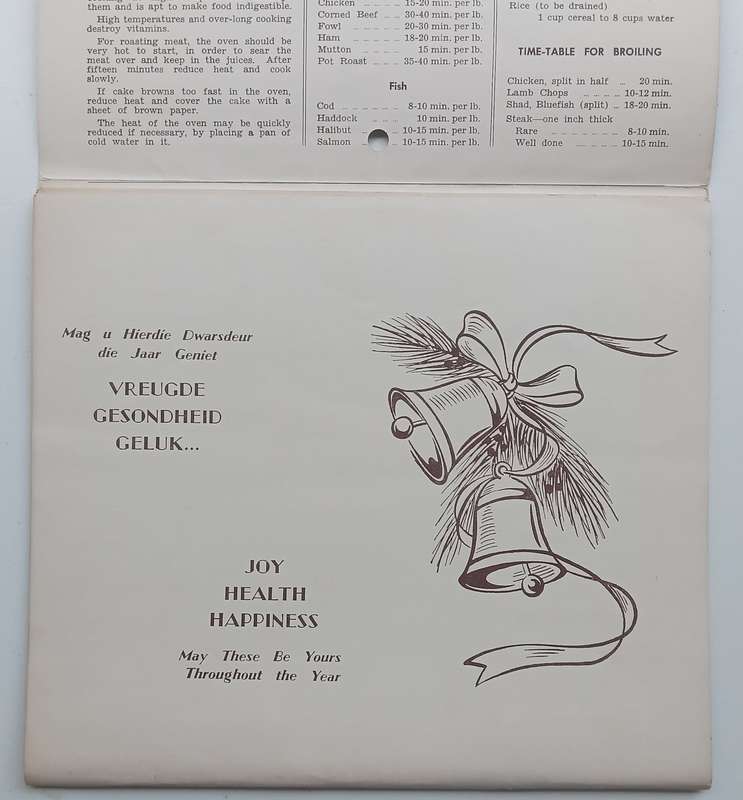 The Yeoville Pharmacy 1961 Calender (With Recipes and First Aid Hints and Useful Tips)