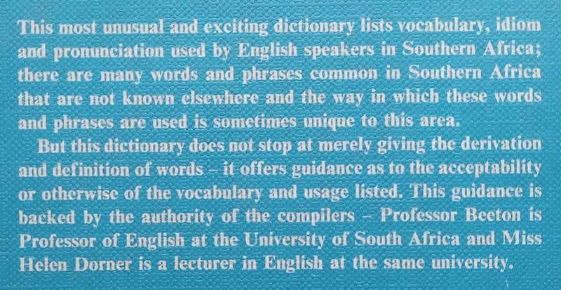 A Dictionary of English Usage in Southern Africa | D. R. Beeton & Helen Dorner