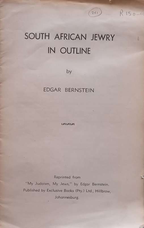 South African Jewry in Outline | Edgar Bernstein
