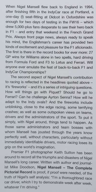 Nigel Mansell: The Complete Pictorial Record | Keith Sutton