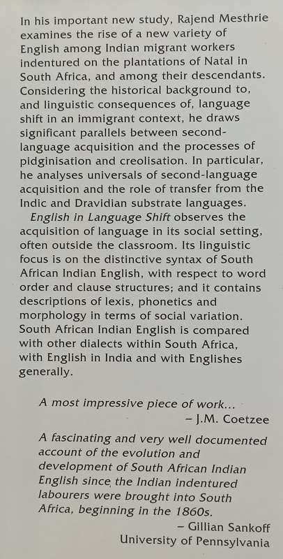 English in Language Shift: The History, Structure and Sociolinguistics of South African Indian En...