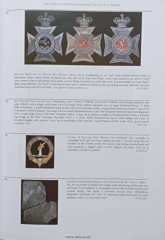 The Late R. E. Handley Collection of Militaria and other Properties (Auction Catalogue)
