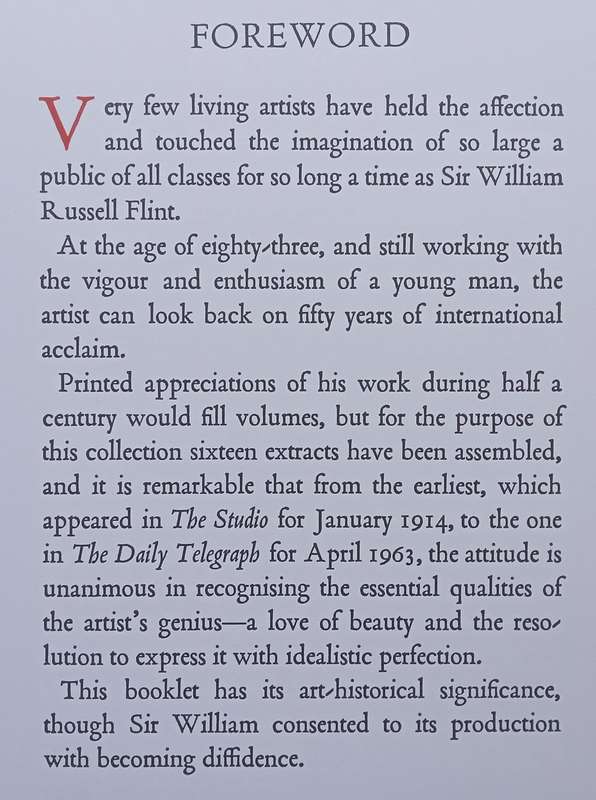 Sir William Russell Flint: A Precis of Appreciation During Half a Century (Limited Edition)