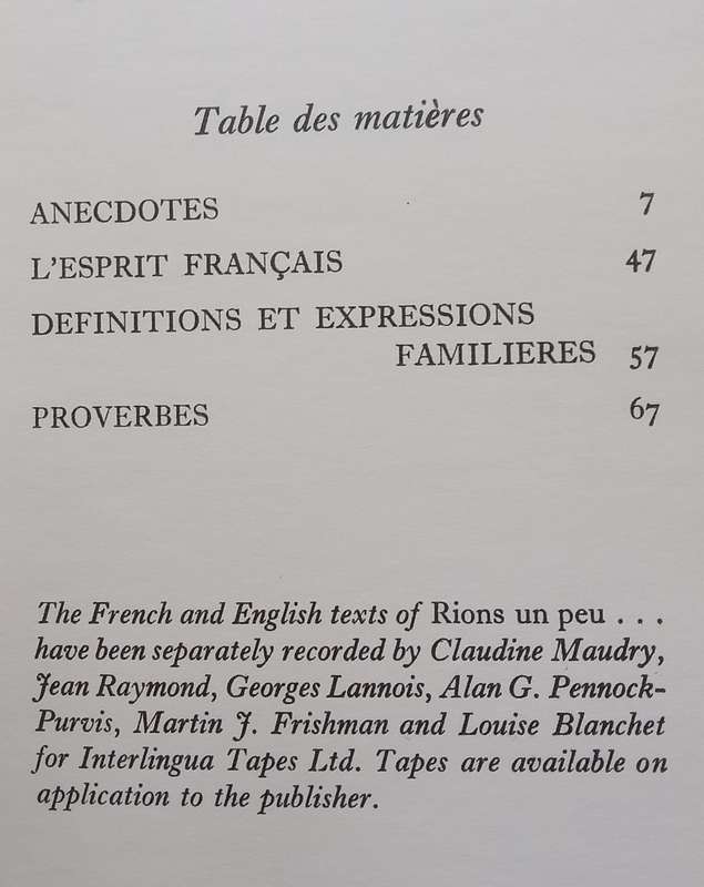 Rions un Peu... A French-English Collection of Proverbs & Jokes (French/English Parallel Text) | ...
