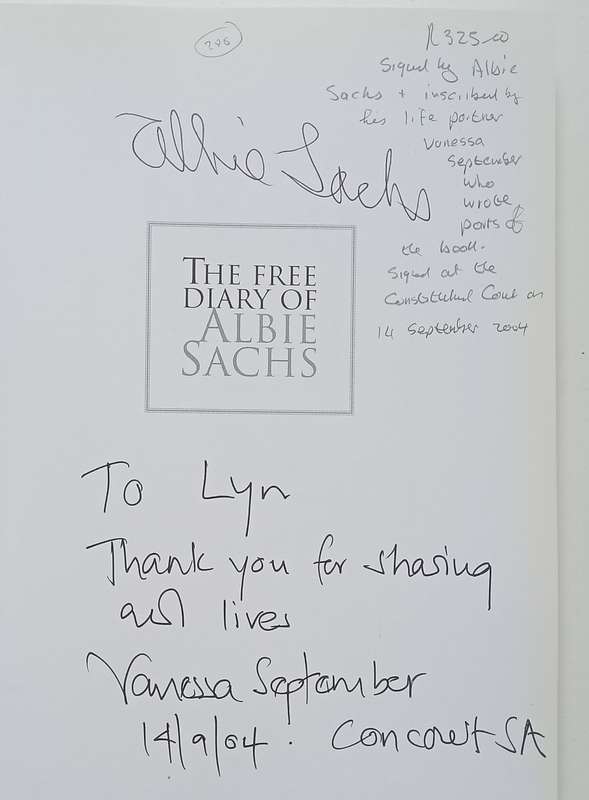 The Free Diary of Albie Sachs (Signed by Author, Inscribed by Vanessa September) | Albie Sachs
