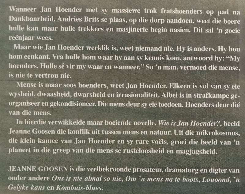 Wie is Jan Hoender? n Novelle (Afrikaans) | Jeanne Goosen
