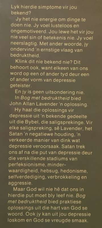 Bog Met Bedruktheid (Afrikaans) | John Allan Lavender