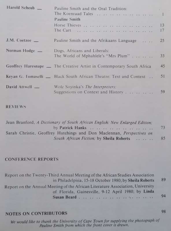 English in Africa (Vol. 8 No. 1)