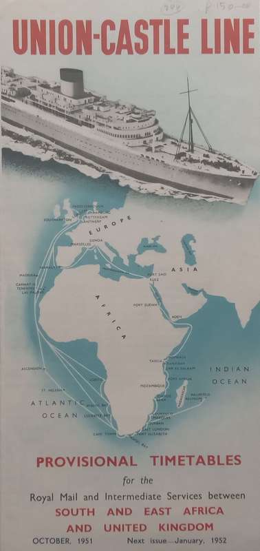 Union-Castle Line Provisional Timetables (October 1951)