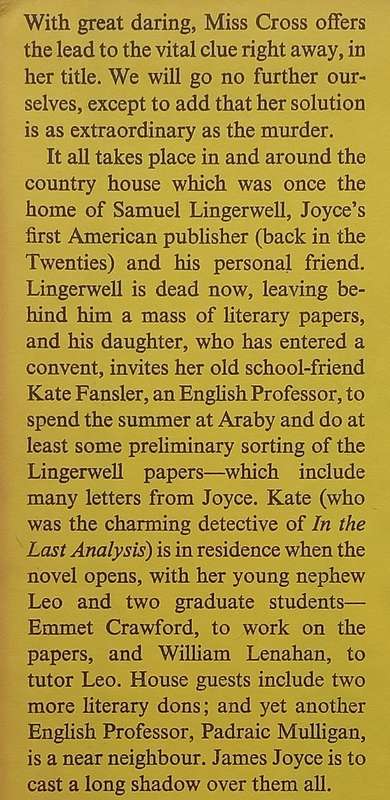 The James Joyce Murder (First Edition, 1967) | Amanda Cross