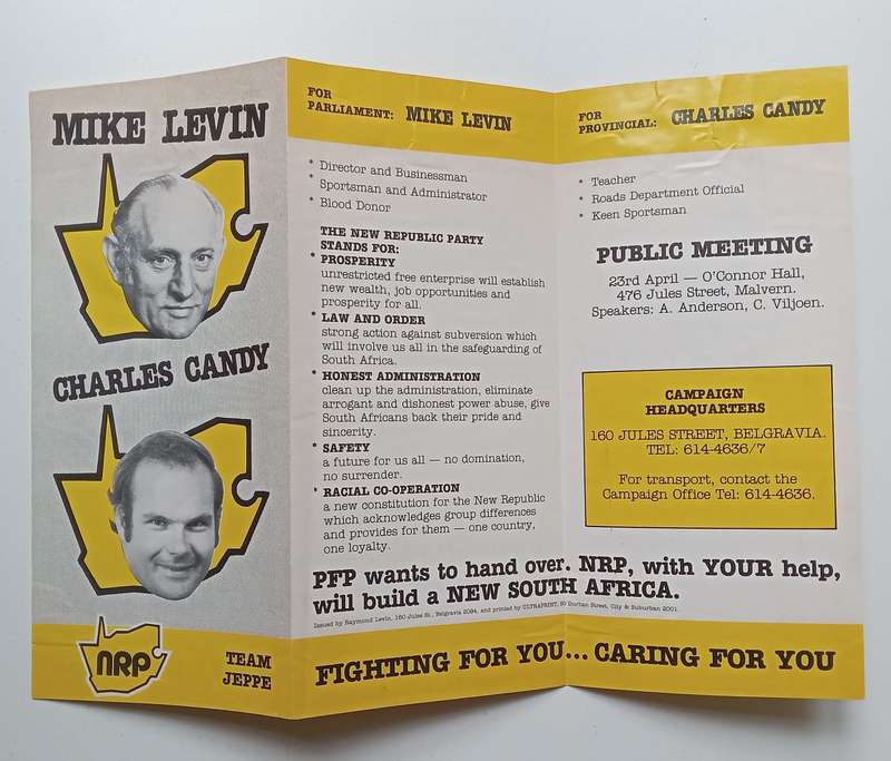 NRP Campaign Pamphlet Team Jeppe (English/Afrikaans Text)