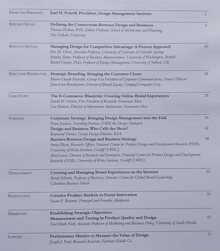 Design Management Journal (Vol. 11, No. 4, Fall 2000)