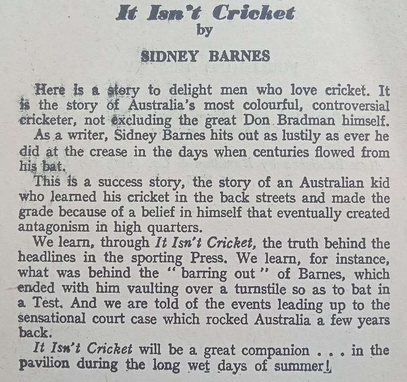 It Isnt Cricket | Sidney Barnes
