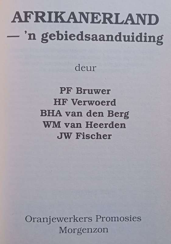 Afrikanerland: n Gebiedsaanduiding (Afrikaans) | P. F. Bruwer, et al.