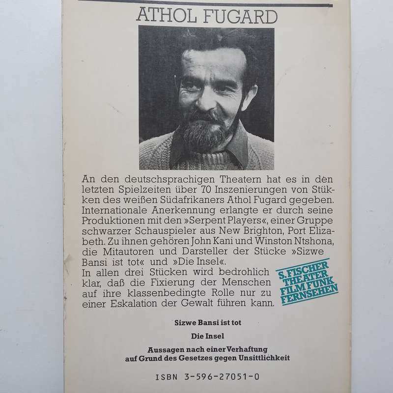 Aussagen (German, Copy of Fugard Editor Stephen Gray) | Athol Fugard