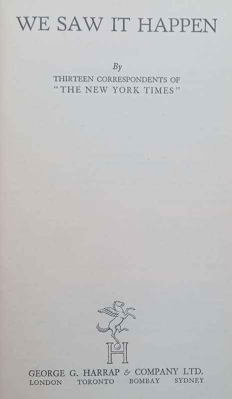 We Saw it Happen (Published 1939) | 13 Correspondents of The New York Times