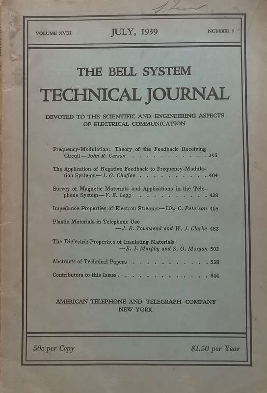 The Bell System Technical Journal (Vol. 18, No. 3, July 1939)