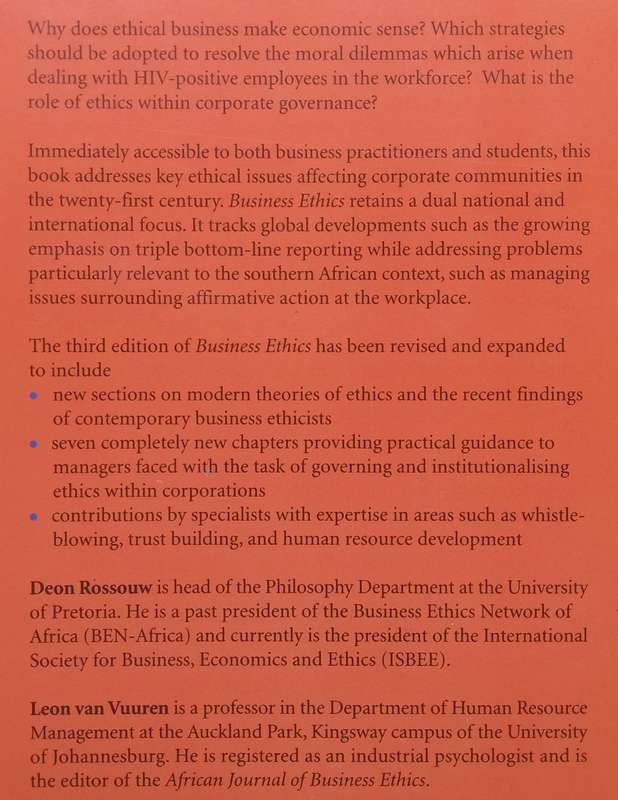 Business Ethics (3rd Ed.) | Deon Rossouw & Leon van Vuuren