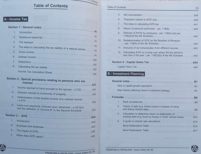 Premiums & Problems (Special Examination Edition, No. 85, June 2001)