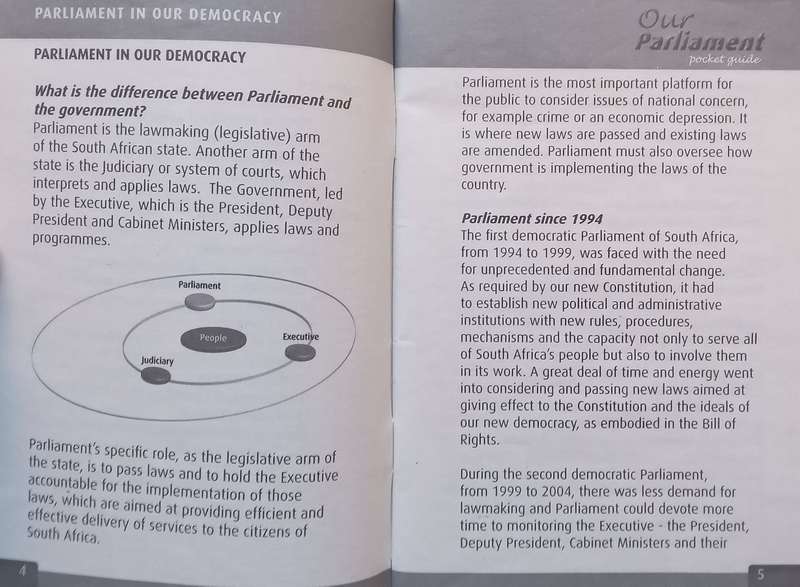 Our Parliament Pocket Guide (South Africa, c. 2010)