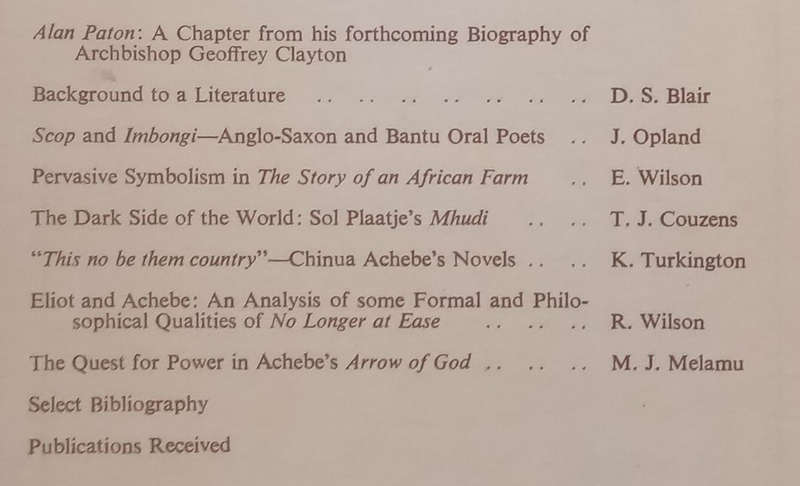 English Studies in Africa (Vol. 14 No. 2)