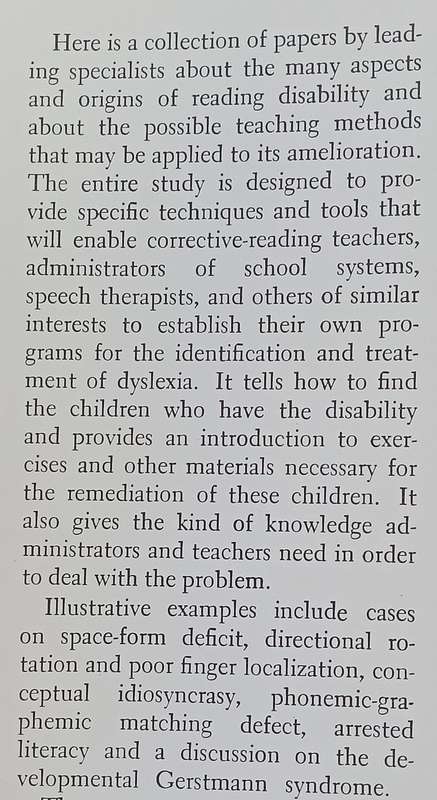 The Disabled Reader: Education of the Dyslexic Child (Inscribed by Editor) | John Money (Ed.)