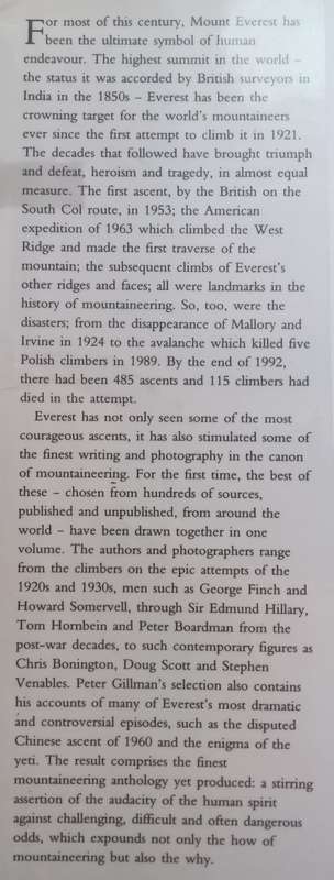 Everest: The Best Writing and Pictures from Seventy Years of Human Endeavour | Peter Gillman (Ed.)