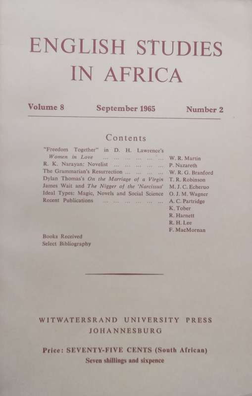 English Studies in Africa (Vol. 8 No. 2)