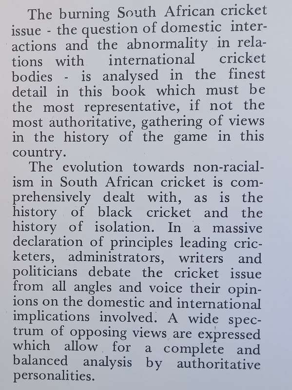 Cricket in Isolation: The Politics of Race and Cricket in South Africa (Limited Edition, Signed b...