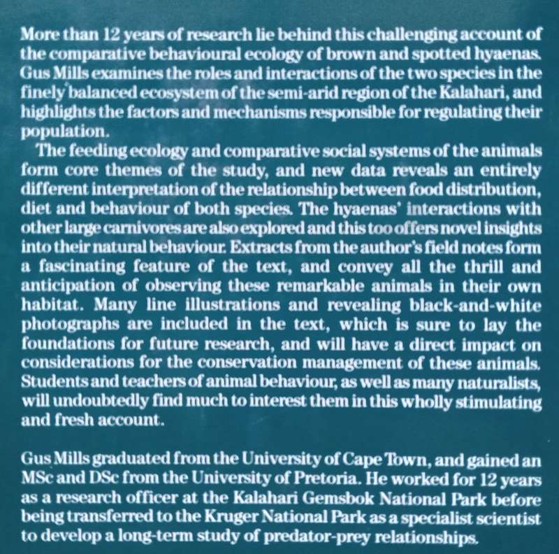 Kalahari Hyaenas: The Comparative Behavioral Ecology of Two Species | M. G. L. Mills