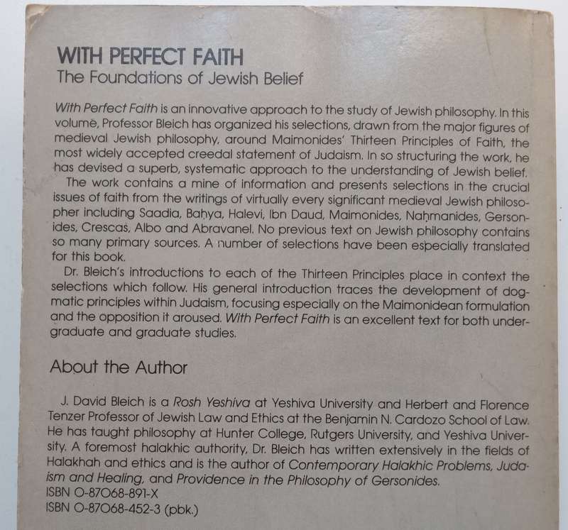 With Perfect Faith: The Foundations of Jewish Belief | J. David Bleich (Ed.)