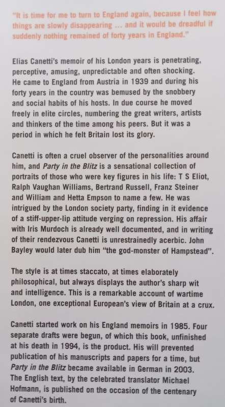 Party in the Blitz: The English Years | Elias Canetti