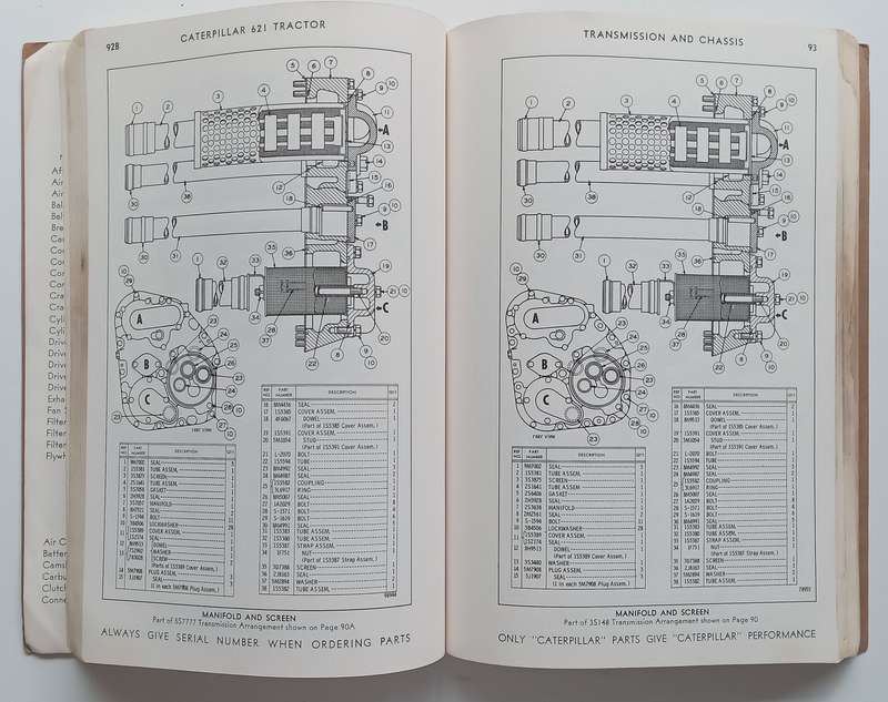 Caterpillar 621 Tractor Parts Book (Serial Number 23H2  Up)