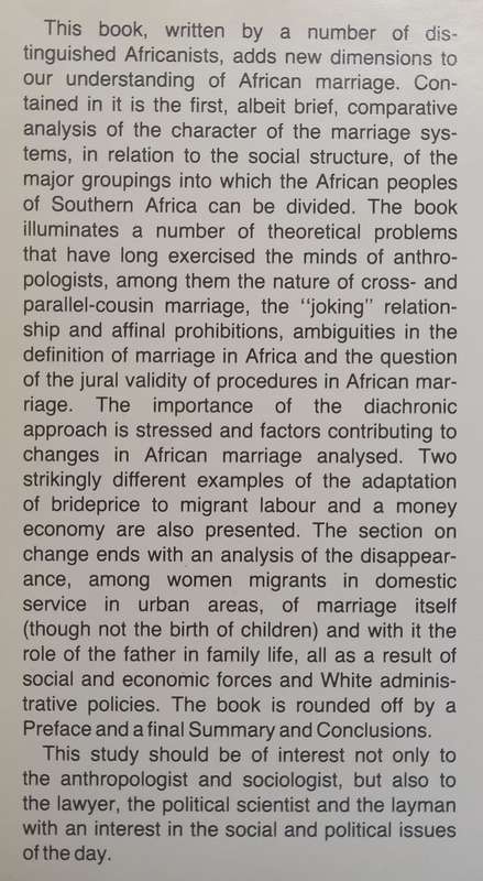 Essays on African Marriage in Southern Africa | Eileen Jensen Krige & John L. Comaroff (Eds.)