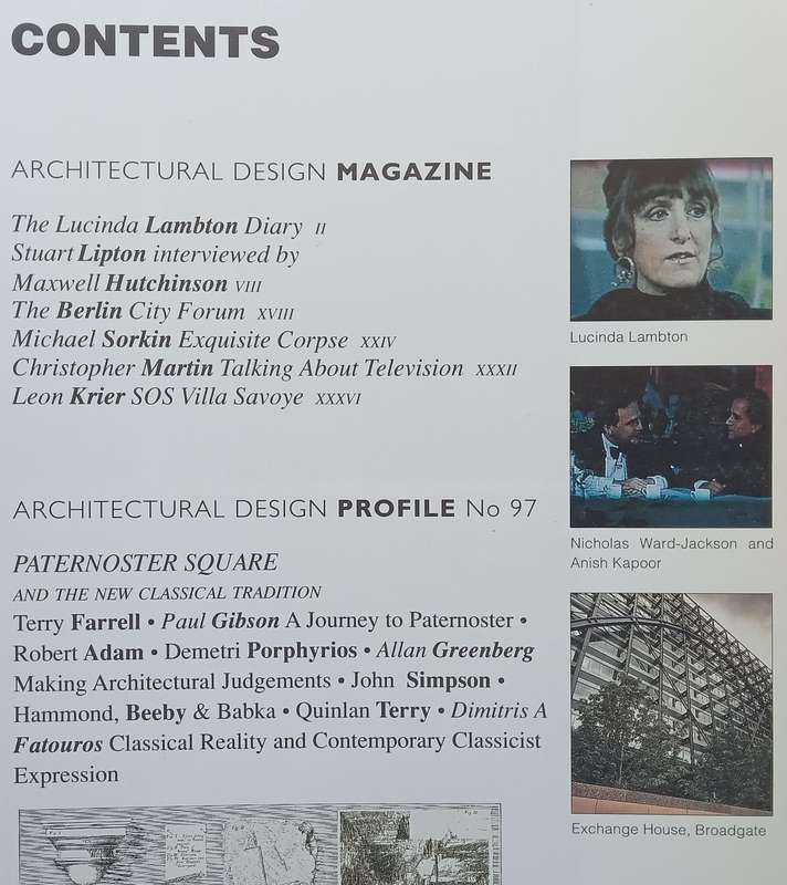 Paternoster Square and the New Architectural Design (Architectural Design, Vol. 62, No 5/6, May-J...