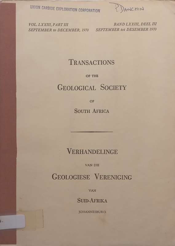 Transactions of the Geological Society of South Africa (Vol. LXXIII, Part III) | D. J. L. Visser ...