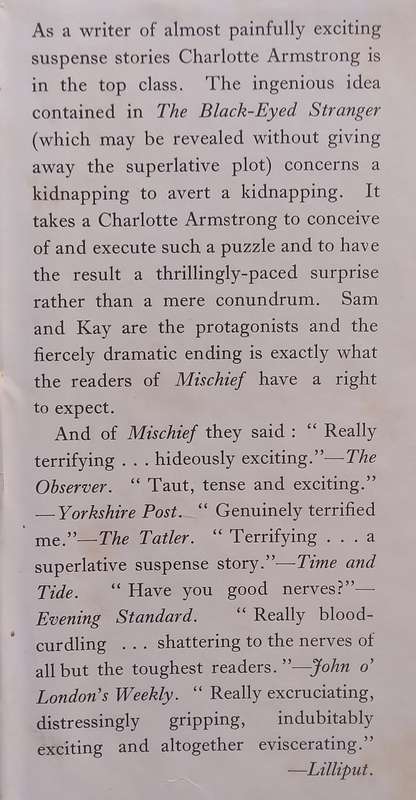 The Black-Eyed Stranger (First Edition, 1952) | Charlotte Armstrong