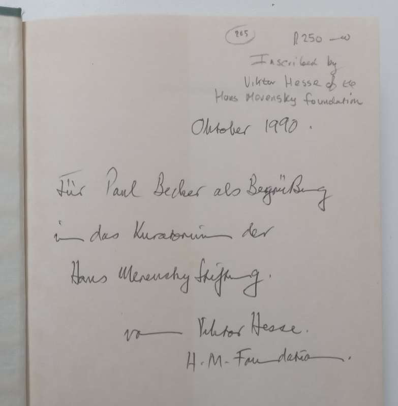 Hans Merensky: Ein Deutscher Pionier in Südafrika (Inscribed by Viktor Hesse, German Text) | Olg...