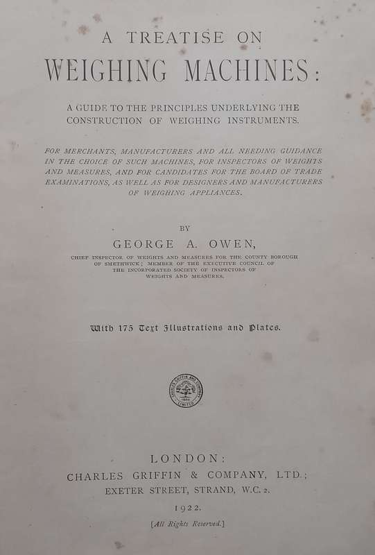A Treatise on Weighing Machines (Published 1922) | Charles A. Owens